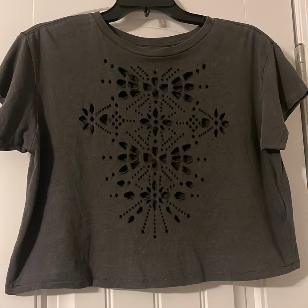 Gray crop top.